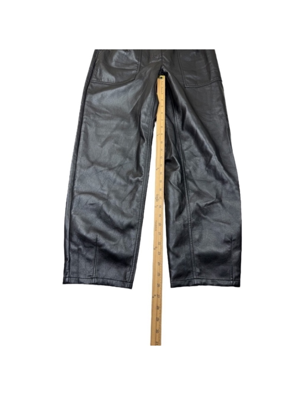 Wilfred Aritzia Black Faux Leather High Rise Straight Leg Pants Size 4 - Picture 7 of 10